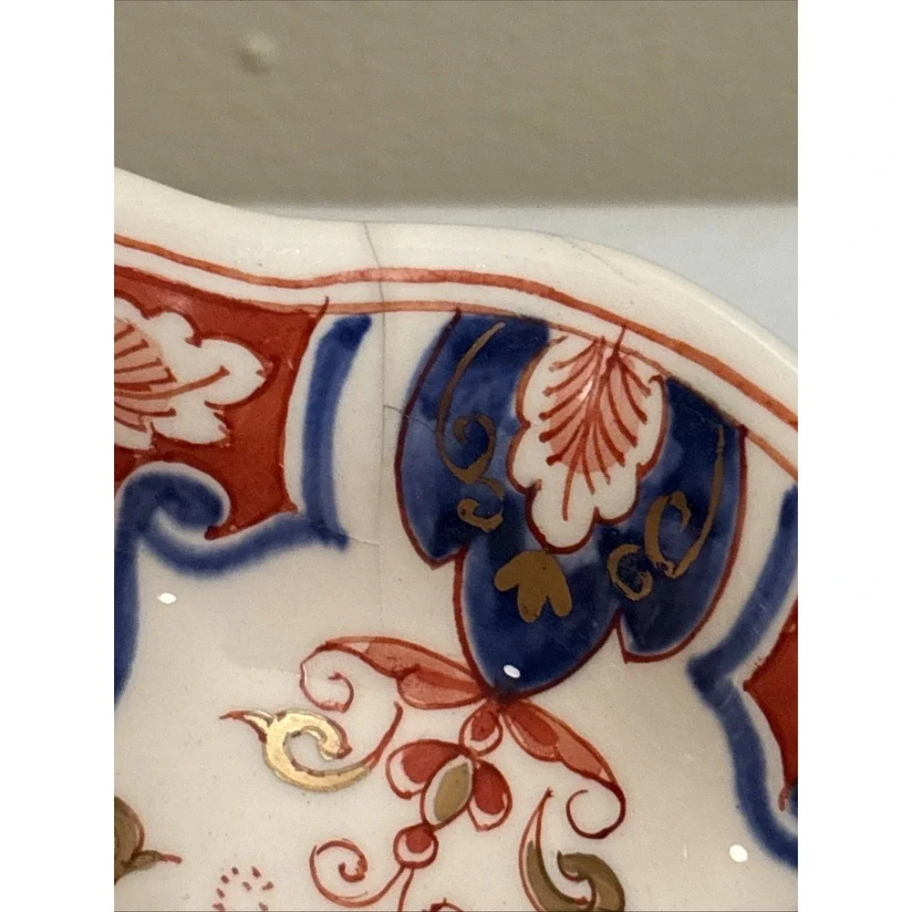 Vtg De Porceleyne Fles Delft Imari Style Scalloped Fruitschaal Bowl 8.5